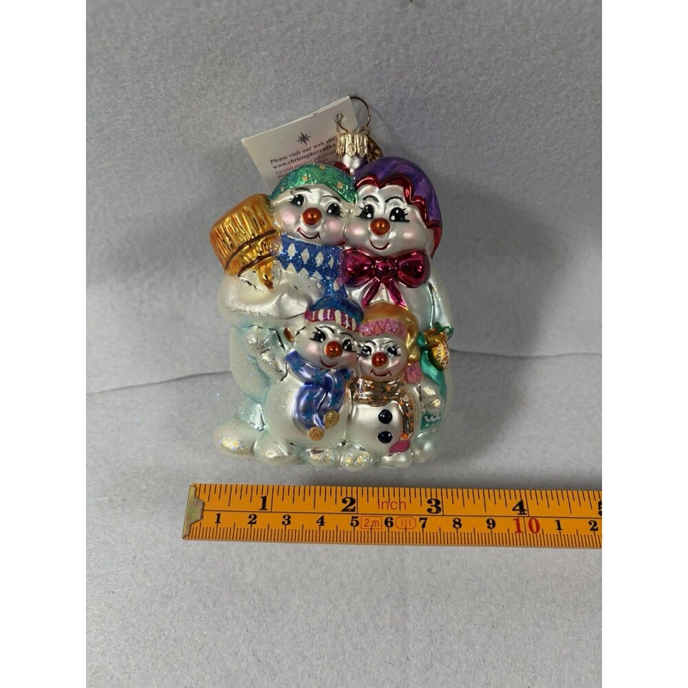 CHRISTOPHER RADKO 4 1/2" Ornament WINTER PORTRAIT Mr. Mrs. Snowman Kids B1 - Picture 8 of 10